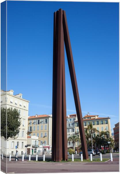 Neuf Lignes Obliques Monument in Nice Canvas Print by Artur Bogacki