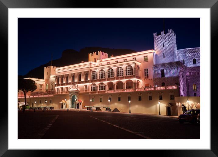Prince Palace of Monaco Illuminated at Night Framed Mounted Print by Artur Bogacki