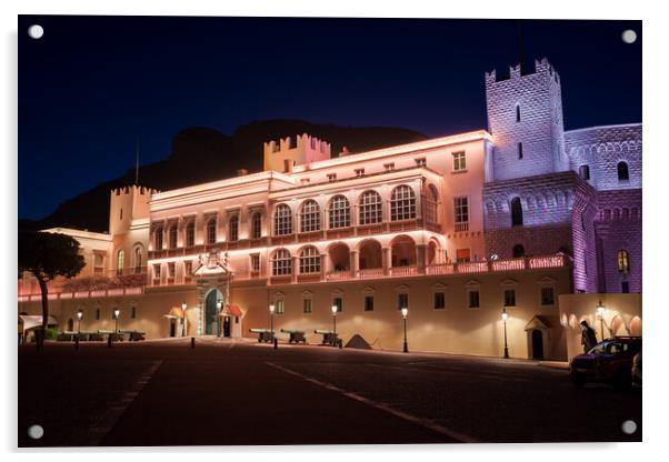 Prince Palace of Monaco Illuminated at Night Acrylic by Artur Bogacki