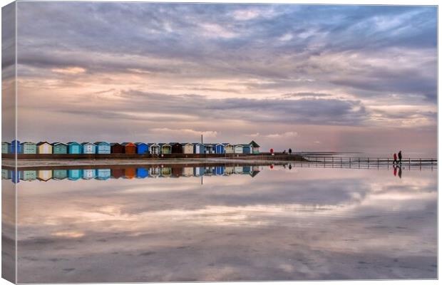 Cloudscape over Brightlingsea tidal pool giving reflections and colours  Canvas Print by Tony lopez