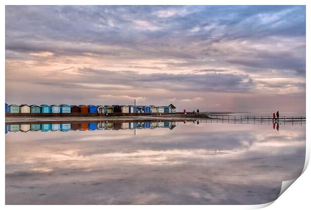 Cloudscape over Brightlingsea tidal pool giving reflections and colours  Print by Tony lopez