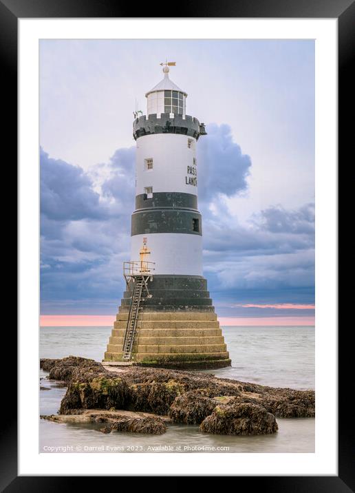 Trwyn Du Lighthouse Framed Mounted Print by Darrell Evans