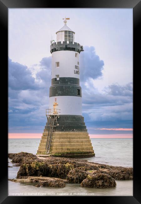 Trwyn Du Lighthouse Framed Print by Darrell Evans