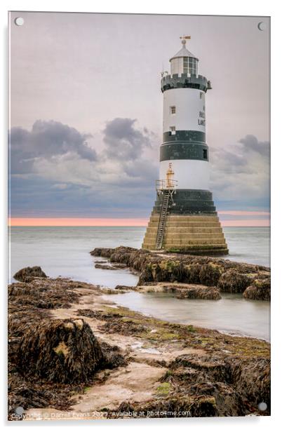Trwyn Du Lighthouse Acrylic by Darrell Evans