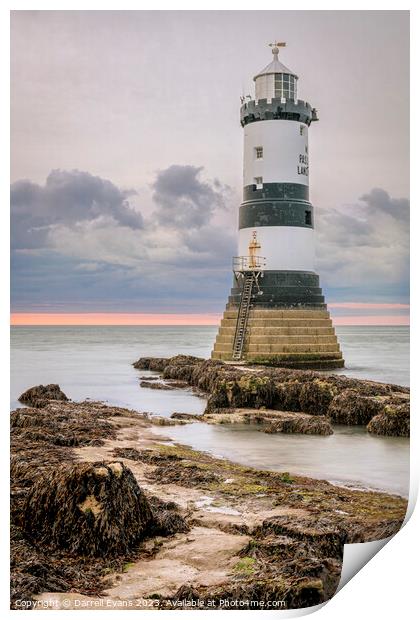 Trwyn Du Lighthouse Print by Darrell Evans