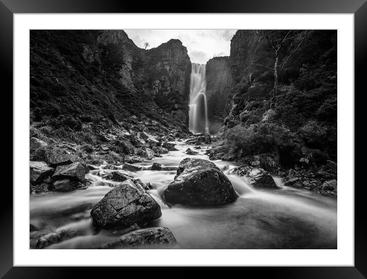 Wailing Widow Falls in black and white  Framed Mounted Print by Anthony McGeever