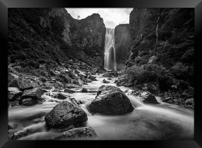 Wailing Widow Falls in black and white  Framed Print by Anthony McGeever