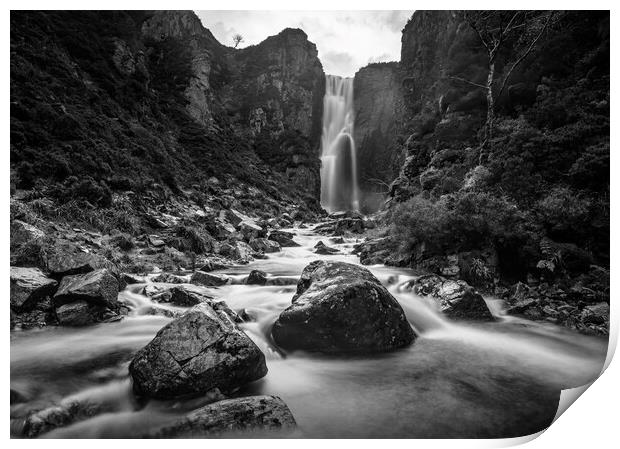 Wailing Widow Falls in black and white  Print by Anthony McGeever