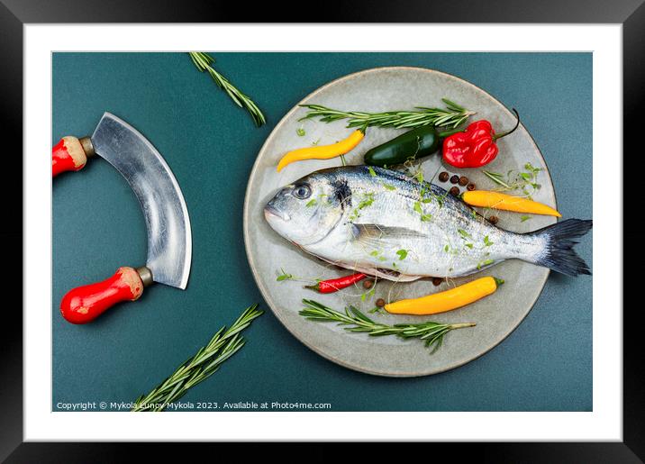Fresh dorado fish on a plate Framed Mounted Print by Mykola Lunov Mykola