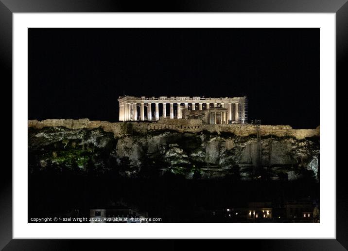 Parthenon, Athens, at night Framed Mounted Print by Hazel Wright