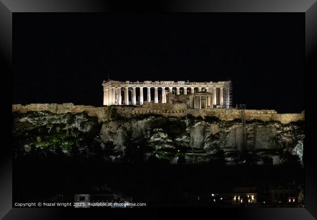 Parthenon, Athens, at night Framed Print by Hazel Wright