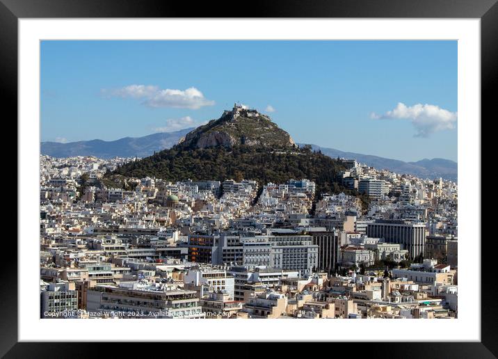 Lykabettos Hill from the Acropolis, Athens Framed Mounted Print by Hazel Wright