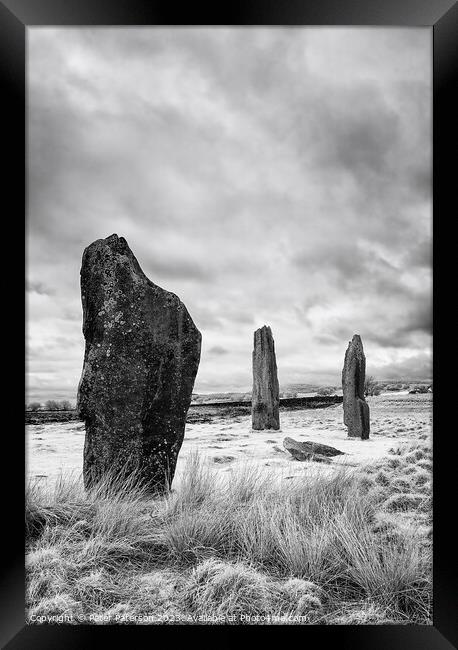 Standing Stone Arran  Framed Print by Peter Paterson