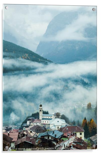 Dolomite Village Acrylic by Slawek Staszczuk