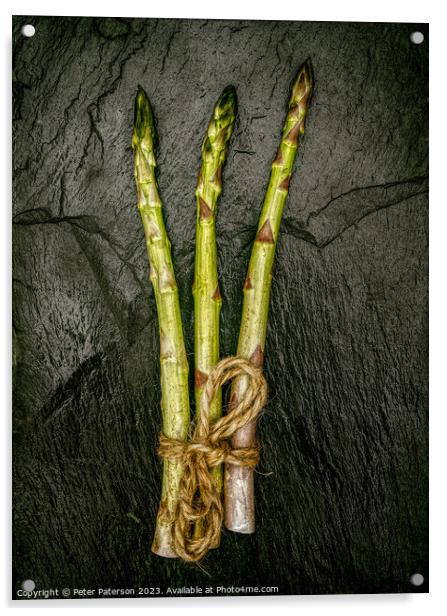 Asparagus Stalks on Slate Acrylic by Peter Paterson