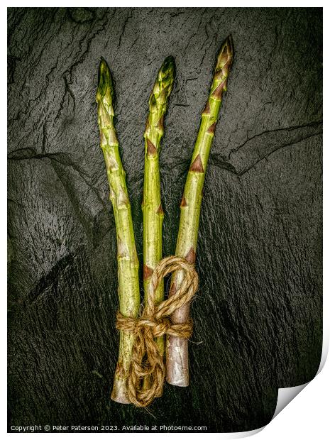 Asparagus Stalks on Slate Print by Peter Paterson