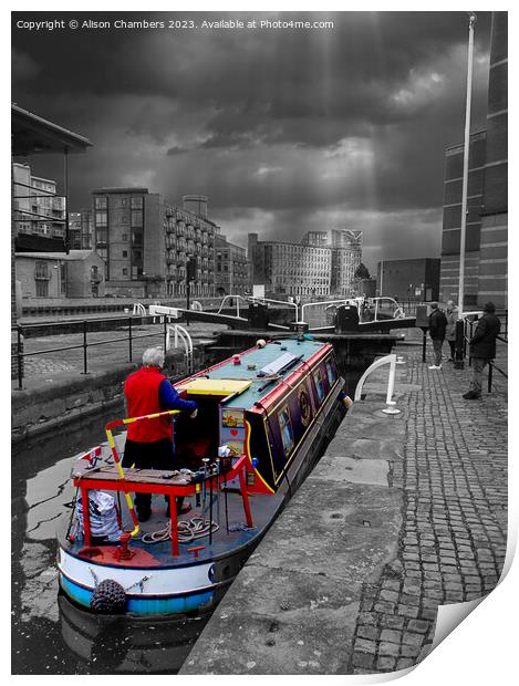 Leeds Canal Boat Print by Alison Chambers