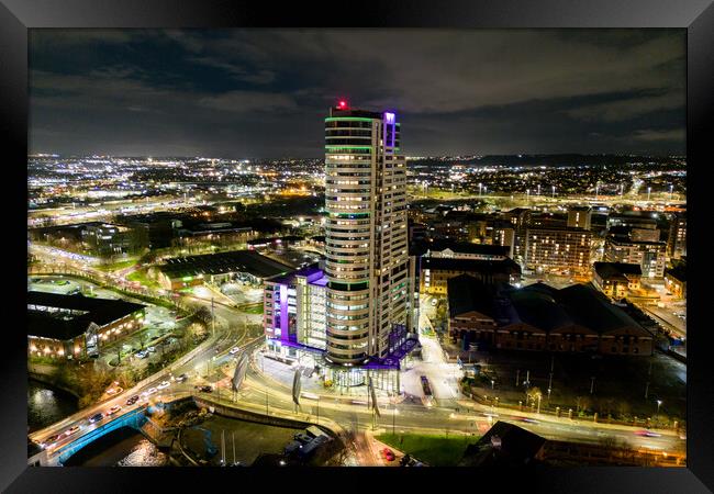 Bridgewater Place Night Framed Print by Apollo Aerial Photography