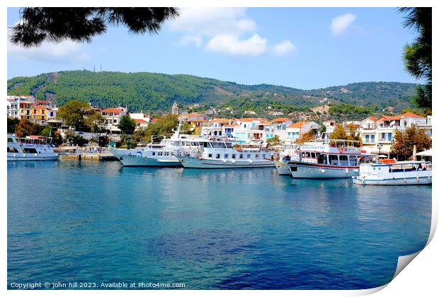 Old Port, Skiathos, Greece. Print by john hill