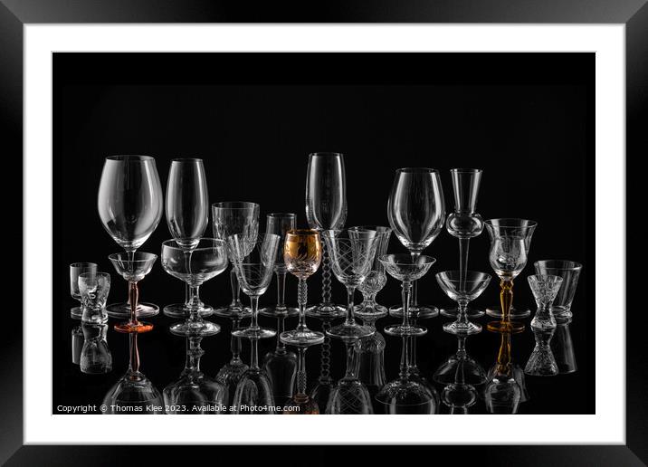 The world of glasses for wine, champagne and all kinds of spirits. Framed Mounted Print by Thomas Klee