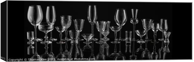 The world of glasses for wine, champagne and all kinds of spirits as a panoramic image. Canvas Print by Thomas Klee