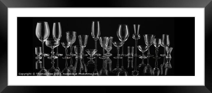 The world of glasses for wine, champagne and all kinds of spirits as a panoramic image. Framed Mounted Print by Thomas Klee