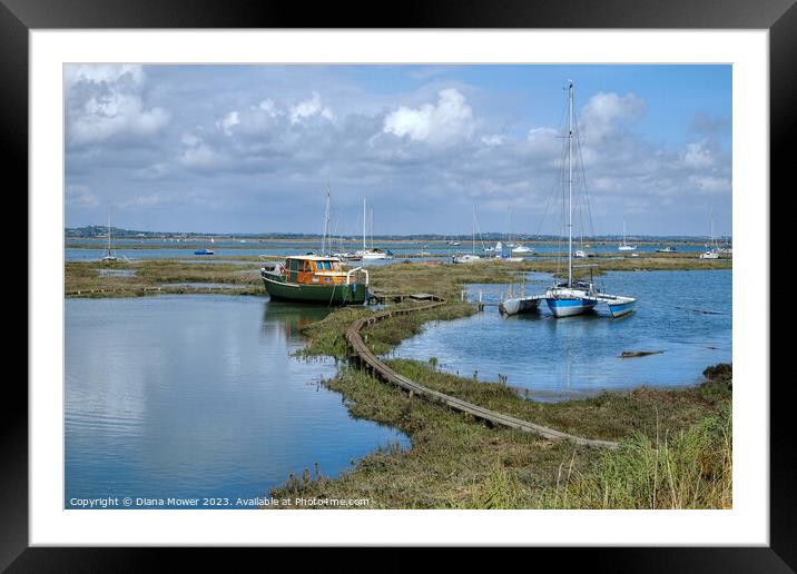 Tollesbury Marshes Moorings Blackwater Estuary  Framed Mounted Print by Diana Mower