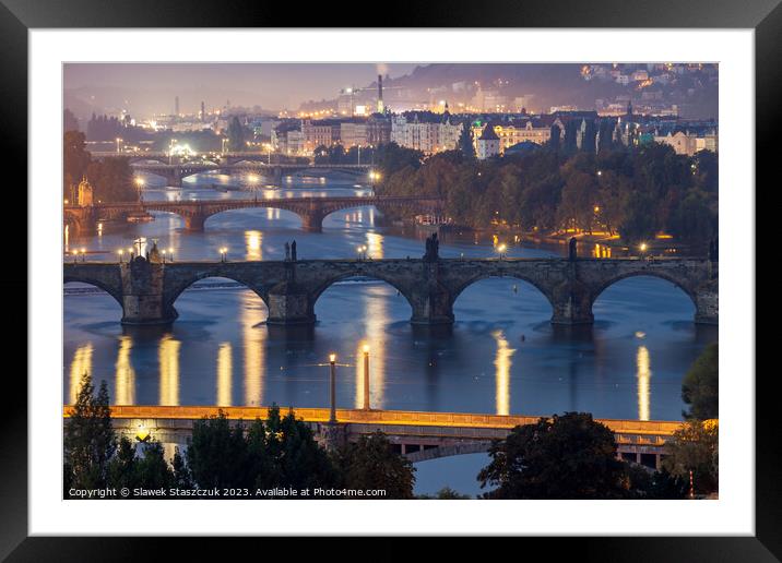 Prague Bridges Framed Mounted Print by Slawek Staszczuk