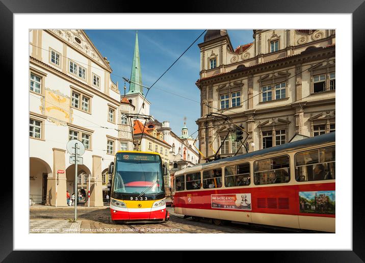 Prague Tram Framed Mounted Print by Slawek Staszczuk