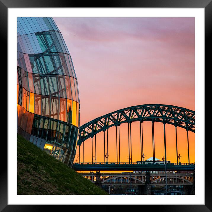 Majestic Sunset over Sage Gateshead and Tyne Bridg Framed Mounted Print by Will Ireland Photography