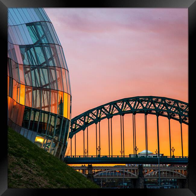 Majestic Sunset over Sage Gateshead and Tyne Bridg Framed Print by Will Ireland Photography