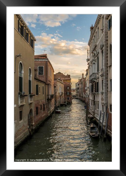 Typical Venetian canal, early in the morning.  Framed Mounted Print by Gary Parker