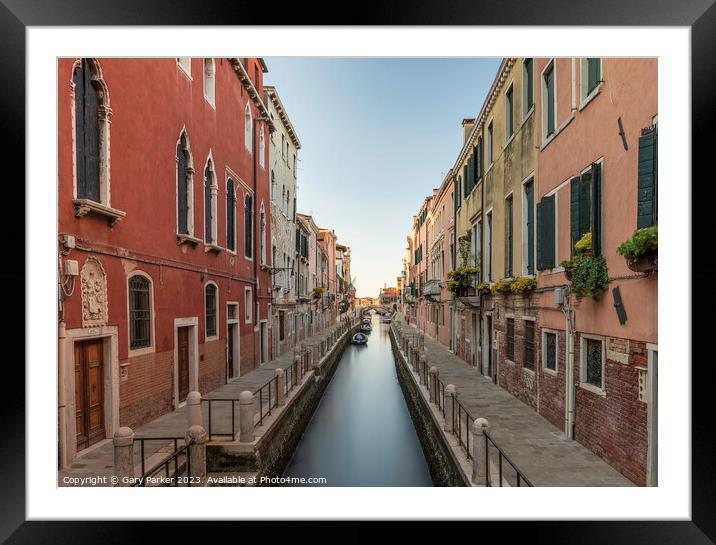 Typical Venetian canal, early in the morning. Venice, Italy. Framed Mounted Print by Gary Parker