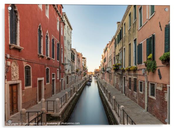 Typical Venetian canal, early in the morning. Venice, Italy. Acrylic by Gary Parker