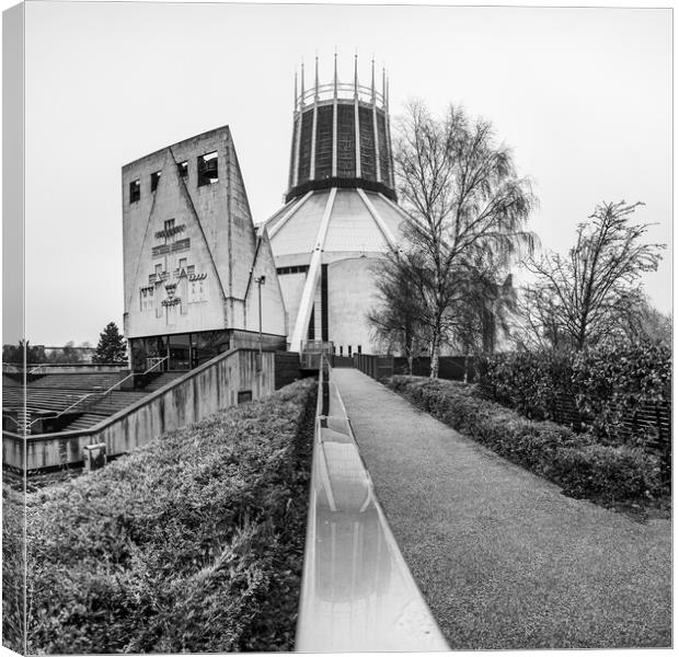 Pathway to the Liverpool Metropolitan Cathedral Canvas Print by Jason Wells