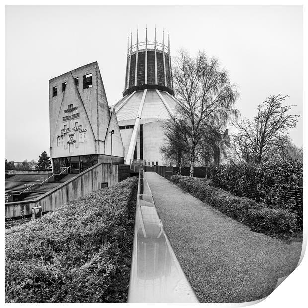Pathway to the Liverpool Metropolitan Cathedral Print by Jason Wells