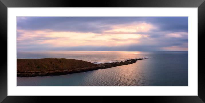 Filey Brigg Aerial Panoramic Framed Mounted Print by Tim Hill