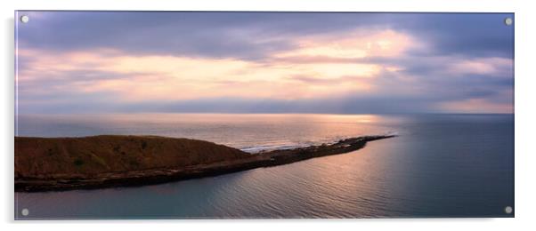 Filey Brigg Aerial Panoramic Acrylic by Tim Hill