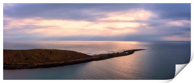 Filey Brigg Aerial Panoramic Print by Tim Hill