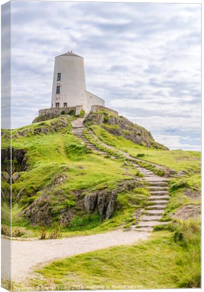 Lighthouse on Ynys Llanddwyn Canvas Print by Darrell Evans
