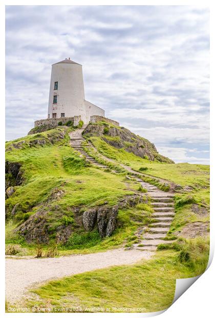 Lighthouse on Ynys Llanddwyn Print by Darrell Evans