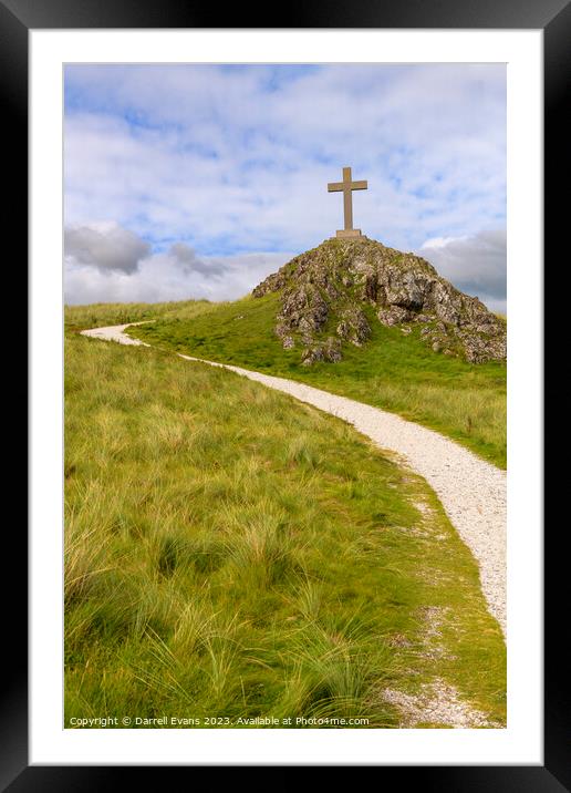 Cross on Llanddwyn Island Framed Mounted Print by Darrell Evans