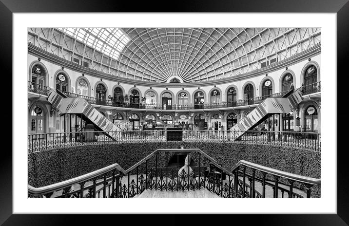 Leeds Corn Exchange Monochrome Framed Mounted Print by Tim Hill