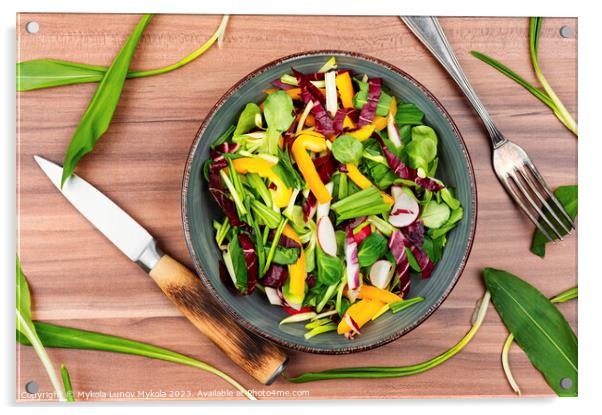 Vegetable vitamin salad with wild garlic Acrylic by Mykola Lunov Mykola