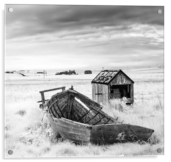 Old Boats on Orkney Acrylic by Peter Paterson