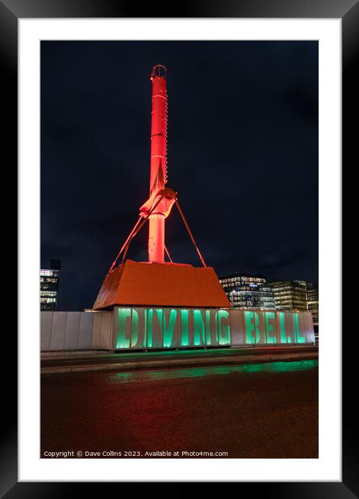 The Diving Bell used in the building of Dublin Port’s quay walls illuminated at night, Dublin, Ireland Framed Mounted Print by Dave Collins
