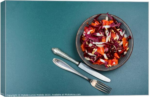 Diet salad with chicory, vegan food. Canvas Print by Mykola Lunov Mykola