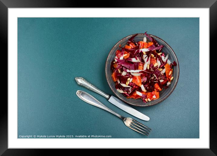 Diet salad with chicory, vegan food. Framed Mounted Print by Mykola Lunov Mykola