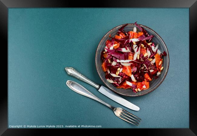 Diet salad with chicory, vegan food. Framed Print by Mykola Lunov Mykola