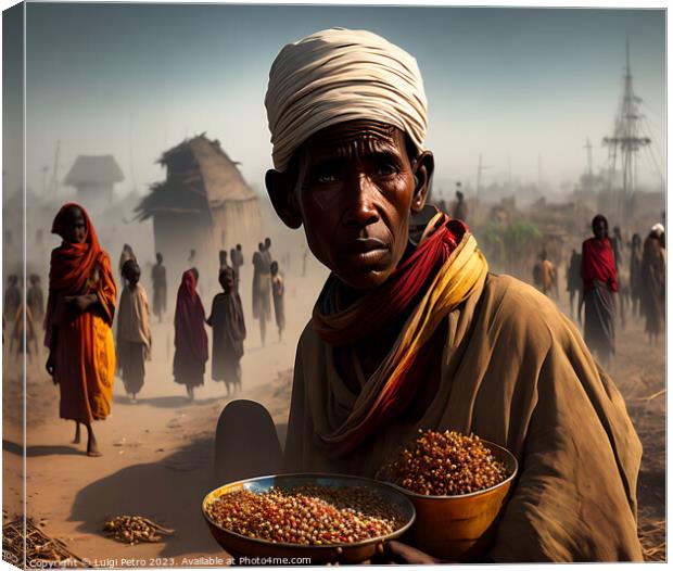 African man holding some food. Canvas Print by Luigi Petro